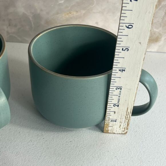Maison Neuve Riverside Collection Mugs Set of 2 3.5" Cerulean Green Speckled - Picture 3 of 6
